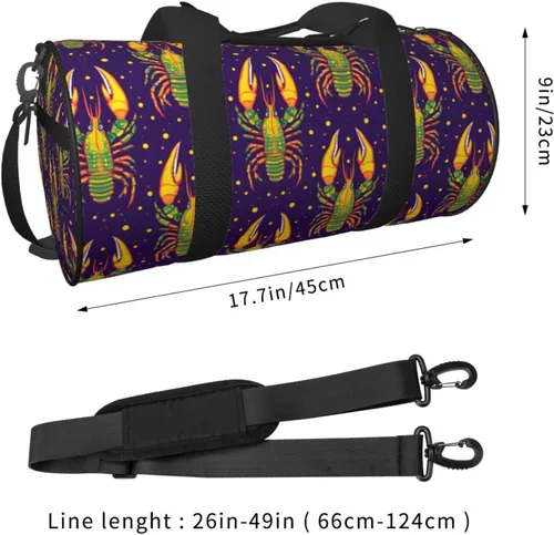 Vista 2 de Large Duffle Bag for Travel - Retro Lobster Print Gym Bag for Women Men, Travel Foldable Bags for Women Men with Zippered Multiple Pockets