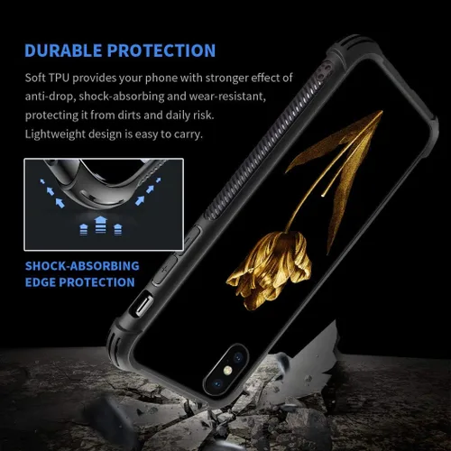 Vista 3 de DAIZAG Funda compatible con iPhone XR, protección completa, a prueba de golpes, antiarañazos, funda de TPU para hombre y mujer, diseño de rosa
