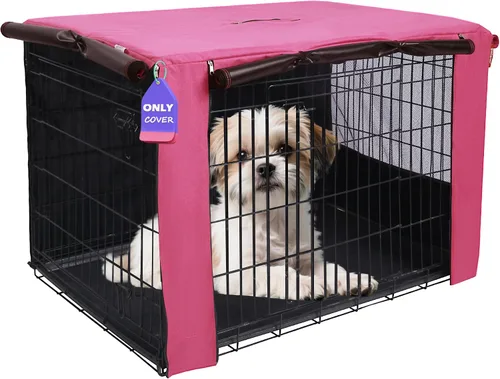Vista 28 de HiCaptain Funda para Jaula de Perro 24.0" L x 18.0" A x 20.0" Al con Malla Transpirable, Funda para Perrera Duradera Heavy Duty, Paneles con Doble