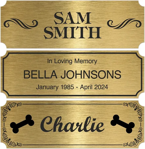 Vista 10 de Placa de identificación grabada personalizada, placa de nombre personalizada de aluminio cepillado / negro, 1 x 3 pulgadas, material de impacto