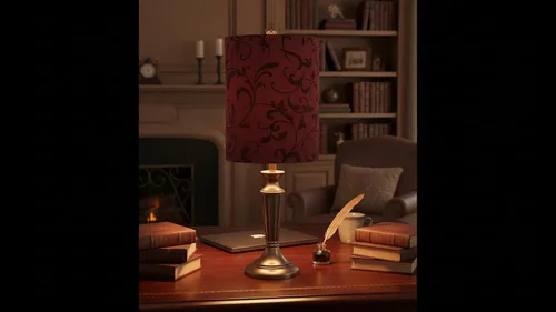 Vista 7 de Aspen Creative 31269A Pantalla de lámpara Transitional en forma de tambor (cilindro) con ajuste Spider Fitter en estampado de flocado rojo, 8