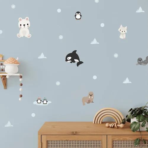 Vista 6 de Teddylabels - Calcomanías de Animales Árticos - Pegatinas de Pared Fáciles de Aplicar y Removibles: Transforma el Dormitorio de tus Niños Pequeños