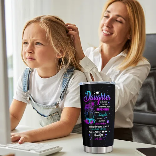 Vista 5 de Regalos para Hija de Mamá, Taza de Regalo para Hija 20oz, Regalos para Hijas de Madre, Regalo de Graduación, Navidad, Cumpleaños para Hija de Mamá