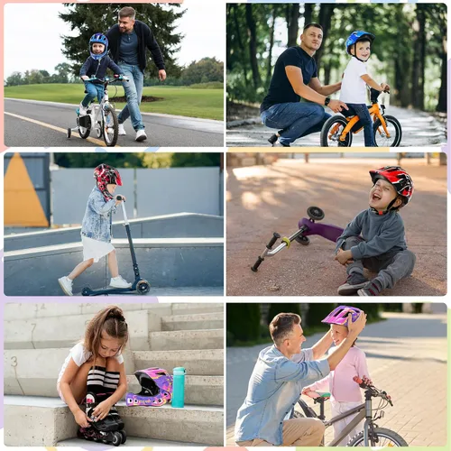 Vista 7 de EULANT Casco integral para niños con protector de barbilla, casco de bicicleta para niñas y niños de 6 años, se adapta a cabezas de 48 a 22.0 in