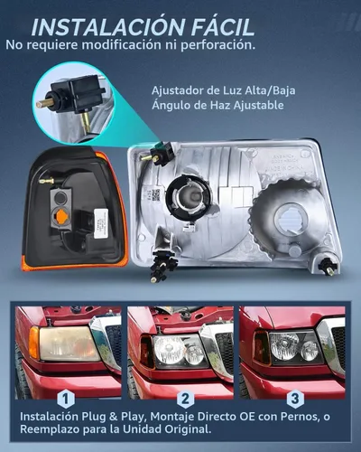 Vista 7 de Nilight Conjunto de Faros Delanteros Compatible con Ford Ranger 2001 2002 2003 2004 2005 2006 2007 2008 2009 2010 2011 Faro de Repuesto Carcasa