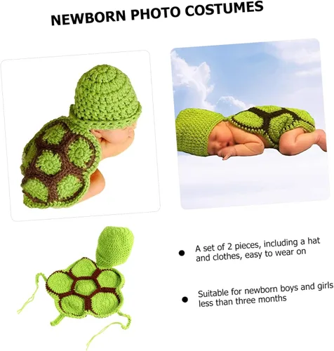 Vista 9 de HEASOME Conjunto de 1 conjunto de ropa de fotografía de tortuga Tejida recien nacido recién nacido ' trajes ropa infantil recién nacido Navidad