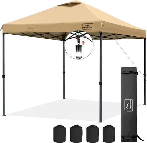 Vista 9 de KAMPKEEPER Tienda de campaña desplegable de 12 x 12 pies, toldo resistente para exteriores, para eventos, campamento, fiestas, cenador poligonal