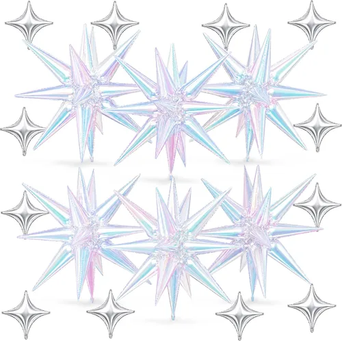 Vista 26 de Globos de estrella rosa, 18 piezas de papel de aluminio para niñas