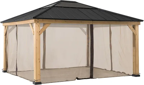 Vista 15 de SUNJOY Paneles de mosquitera de repuesto, resistentes al agua, 4 paneles para glorieta Sunjoy de 9 x 9 pies, protección de patio y patio