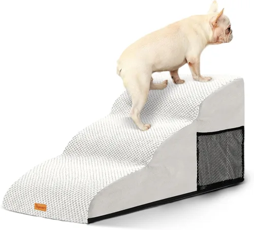 Vista 19 de 2-Step Dog Stairs for Small Dogs, Non-Slip Foam Pet Steps for Low Couch Bed Negro