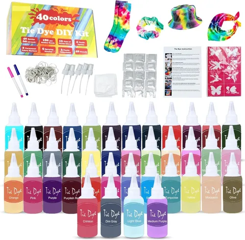Vista 9 de Kit de teñido anudado para niños y adultos, juego completo de teñido anudado con polvo de teñido anudado en paquetes de recambio de teñido anudado