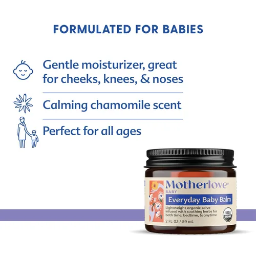 Vista 2 de Motherlove Everyday Baby Balm (2 onzas) a base de plantas, esencial para bebés totalmente naturales para recién nacidos, bebés y niños pequeños