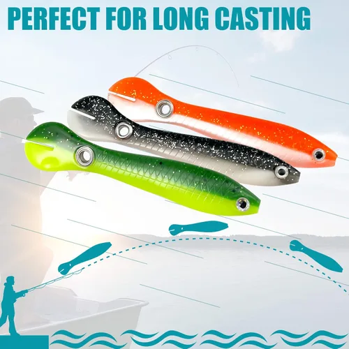 Vista 4 de Soft Bionic - Señuelo de pesca – 10 cebo de natación de plástico suave para lubina, agua dulce y agua salada