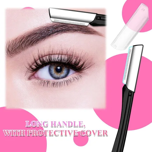 Vista 6 de Kit de cuidado de cejas 8 en 1, recortadora profesional de cejas, tijeras, pinzas, cepillo y herramienta de dermaplaning, kit de moldeo de cejas