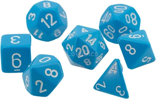 Vista 2 de Chessex CHX25416 Juego Dice-Opaco Azul Claro/Blanco