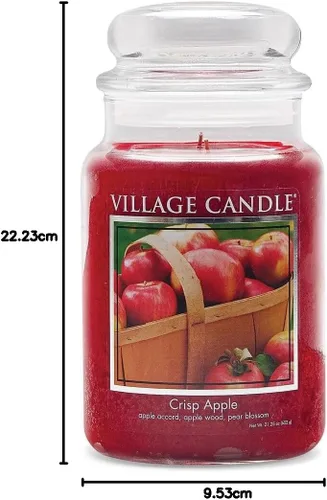Vista 4 de Village Candle Crisp Apple - Vela perfumada en tarro de cristal grande de boticario, 21.25 onzas, color rojo