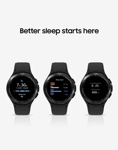 Vista 3 de Samsung Electronics Galaxy Watch 4 Classic 1.811in Smartwatch con monitor ECG para salud, fitness, correr, ciclos de sueño, detección de caídas