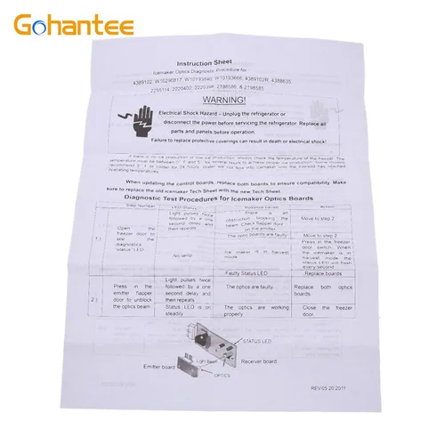 Vista 8 de 4389102 Kit de tablero de control del sensor de la máquina de hielo del refrigerador Compatible con sensor emisor Whirlpool Kenmore W10757851