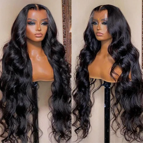 Vista 3 de Lemoda Pelucas de cabello humano ondulado con encaje frontal transparente HD de 13 x 6 pulgadas, peluca frontal de encaje frontal prearrancada 15A