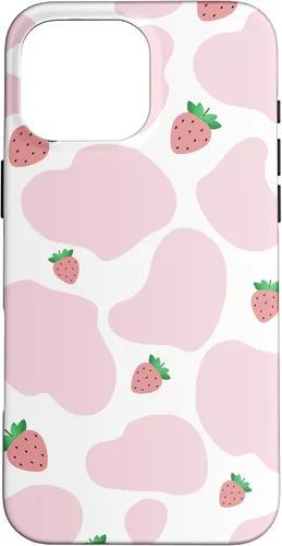 Vista 19 de Baby Pink Cow Print Pattern Cute Strawberry Cow Animal Gift Case for iPhone 17