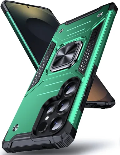 Vista 52 de DASFOND Diseñada para funda Galaxy S8 con soporte, anillo metálico giratorio mejorado de 360°, soporte kickstand de grado militar, resistente a
