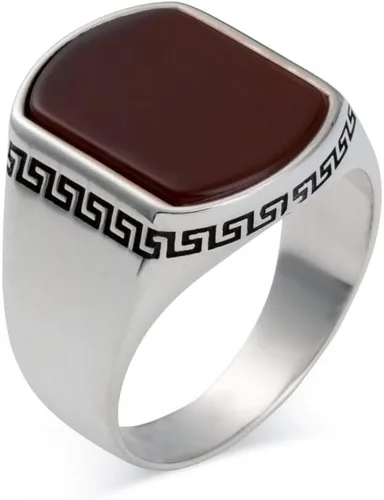 Vista 3 de Anillo de plata de ley 925 para hombre, piedra de ágata roja Akik, joyería de moda vintage, regalo de ónix Aqeq, anillos para hombre, todos