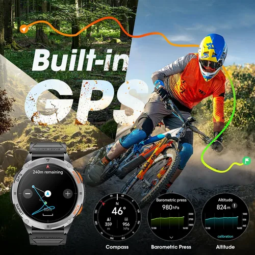 Vista 2 de Smart Watch for Men with GPS, 1.43" AMOLED Bluetooth Calls Military Watch