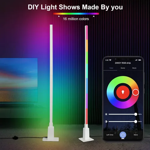 Vista 7 de Depuley Lámpara de pie inteligente RGB, lámpara de esquina WiFi que cambia de color compatible con Alexa Mood Light, control de aplicación