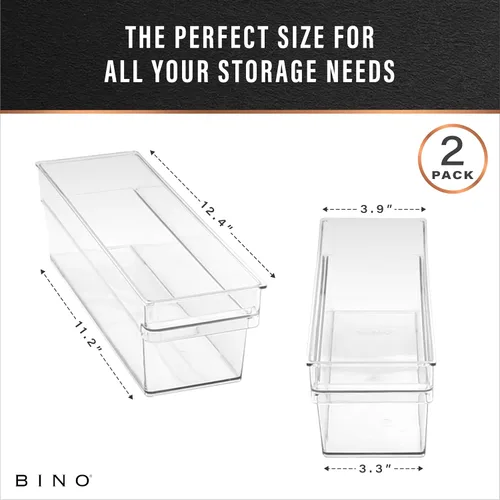 Vista 3 de BINO Contenedores de almacenamiento de plástico, pequeños y poco profundos THE HANDLER COLLECTION Contenedores organizadores multiusos