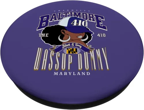 Vista 2 de 410 Código de área Baltimore Maryland Flag Blaq Girl Bmore Pride PopSockets estándar PopGrip