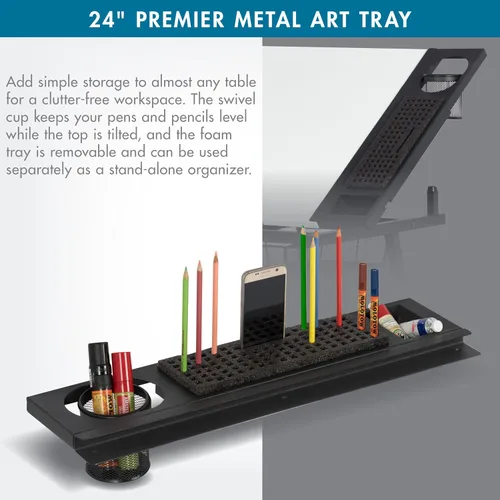 Vista 4 de SD STUDIO DESIGNS Modern Premier - Bandeja de metal para mesa de arte y manualidades, 24 pulgadas, color negro