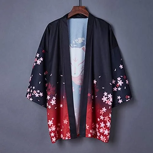Vista 2 de LAI MENG FIVE CATS Kimono japonés de playa de ajuste holgado para mujer