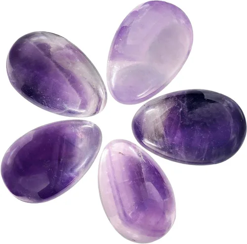 Vista 2 de mookaitedecor Juego de 5 piedras mixstones de bolsillo con forma de huevo, piedras preciosas pulidas, kit de cristal para curar el equilibrio