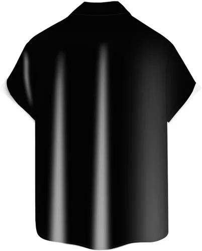 Vista 2 de Camisas casuales de verano para hombre, manga corta, con botones, camisetas de boliche, camisetas de campamento elásticas