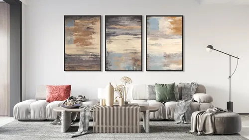 Vista 2 de ASDCEUTICALS Lienzo grande para pared, cuadros abstractos marrones para sala de estar, decoración de pared retro estética, pinturas rústicas, obras