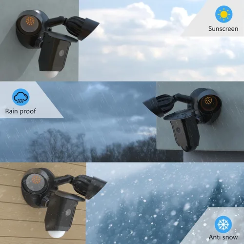 Vista 6 de Cubierta de cámara de sombra de lluvia solar compatible con R-ing Floodlight Cam Wired Plus, para reflector R-ing al aire libre, resistente a