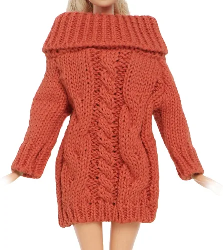 Vista 9 de Suéter de cuello alto de invierno azul para accesorios de muñeca de niña de 11.5 pulgadas