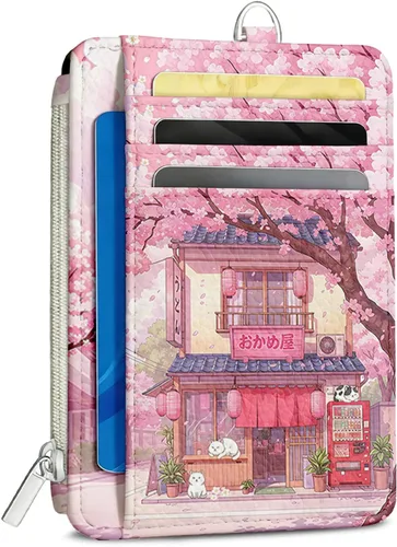 Vista 12 de Cartera delgada para mujer - Soporte para tarjetas de crédito con bloqueo RFID, cartera de piel sintética con ventana de identificación y bolsillo