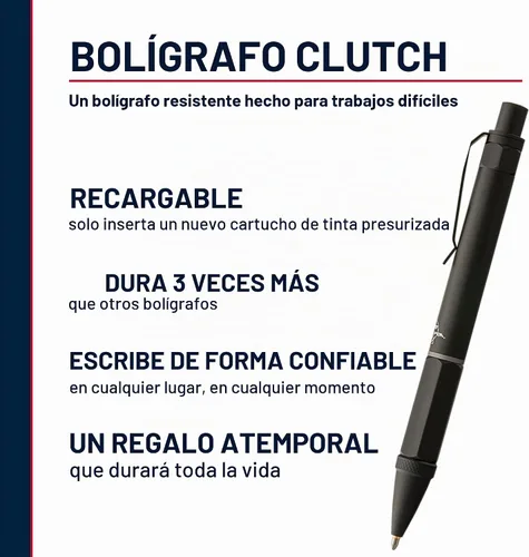 Vista 2 de Fisher Space Pen Clutch Space Pen, bolígrafo, tinta negra, clip de bolsillo, caja de regalo