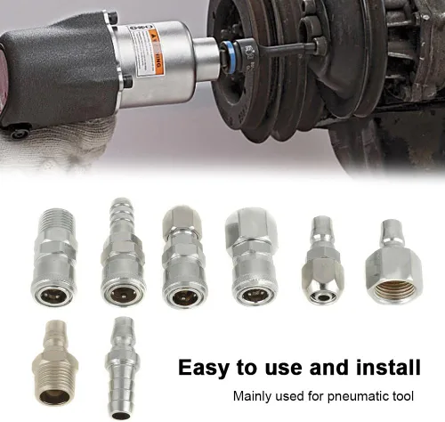 Vista 2 de Conector rápido para manguera de compresor, accesorio de manguera neumática, 8 piezas de conector de manguera, BSP 1/2 pulgada, manguera