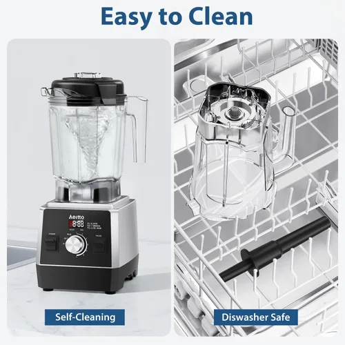 Vista 5 de Aeitto Licuadoras para cocina, licuadora profesional de encimera de 1800 W, licuadora de batidos de gran capacidad de 68 onzas con 3 programas y 7