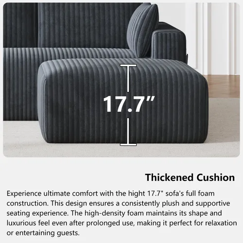 Vista 13 de Sofá modular modular de 108 pulgadas para sala de estar, sofá sin hueso en forma de L con diván de asiento profundo, no requiere montaje, sofá cama