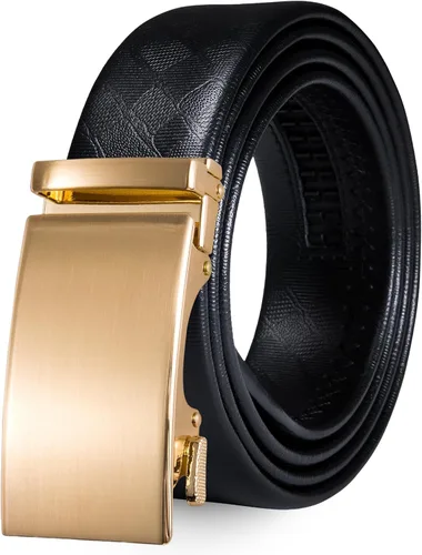 Vista 24 de Barry.Wang Cinturón de trinquete de cuero para hombre 1 3/8" hebilla A Oro Verde