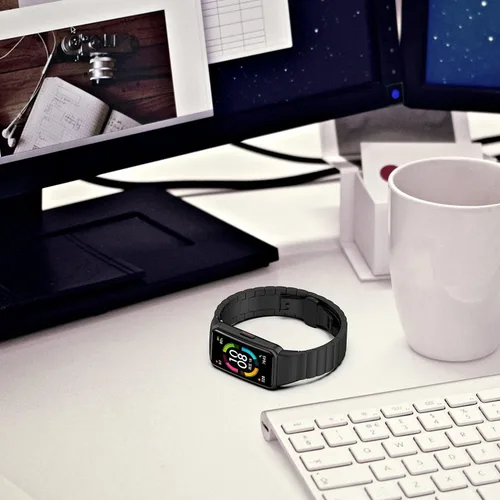 Vista 6 de SOOYEEH Correa para HUAWEI Band 6Honor Band 6, correa de repuesto de acero inoxidable