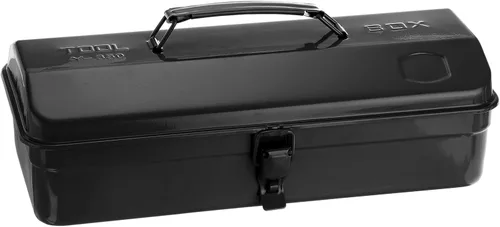 Vista 7 de HARFINGTON Caja de Herramientas 11.4" Caja de Herramientas de Acero Portátil Estilo Techo de Cadera con Cierre de Pestillo de Metal Cofre de Negro