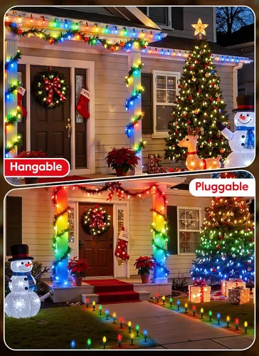 Vista 2 de Brightown Luces de Navidad C9 C9 para exteriores, 25.7 pies, fresa, C9, luces de camino de Navidad con 20 bombillas LED y estacas, decoraciones