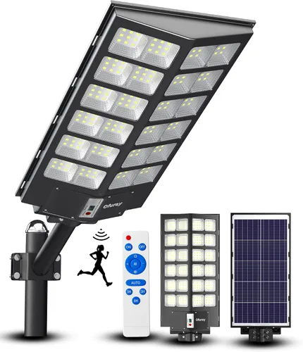 Vista 14 de Ofuray Of-800W Luces solares de calle para exteriores, 80000 lm, luces solares de seguridad de inundación, luces de estacionamiento, del atardecer