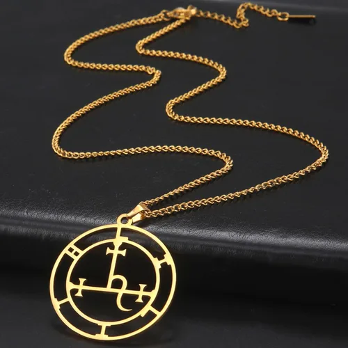 Vista 16 de EUEAVAN Sigil of Lilith Collar para mujeres y hombres Hécate gótico Lilith Diosa Sigil colgante Lucifer Signo mitología pagana joyería regalo