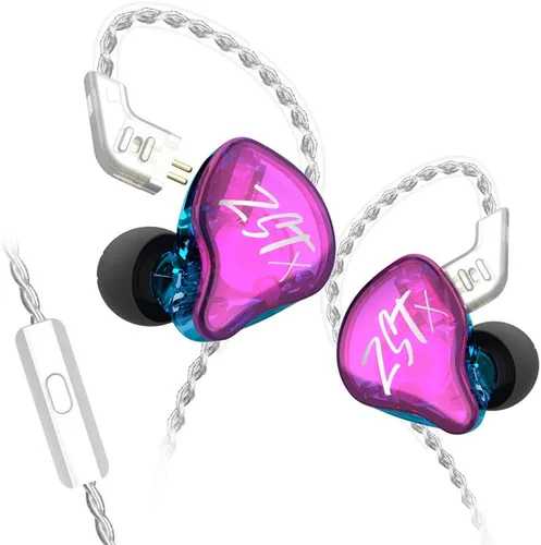 Vista 13 de Audífonos intrauriculares KZ ZST X, auriculares con controlador doble híbrido dinámico mejorado ZSTX, audífonos estéreo HiFi IEM con cable Negro