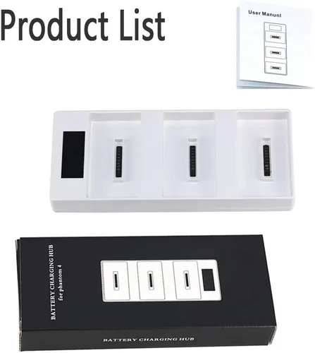 Vista 7 de Hanatora Hub de carga de batería para DJI Phantom 4/4 Advanced/4 Pro V2.0/4 Pro Plus Obsidian, cargador múltiple 3 en 1 con indicador de carga